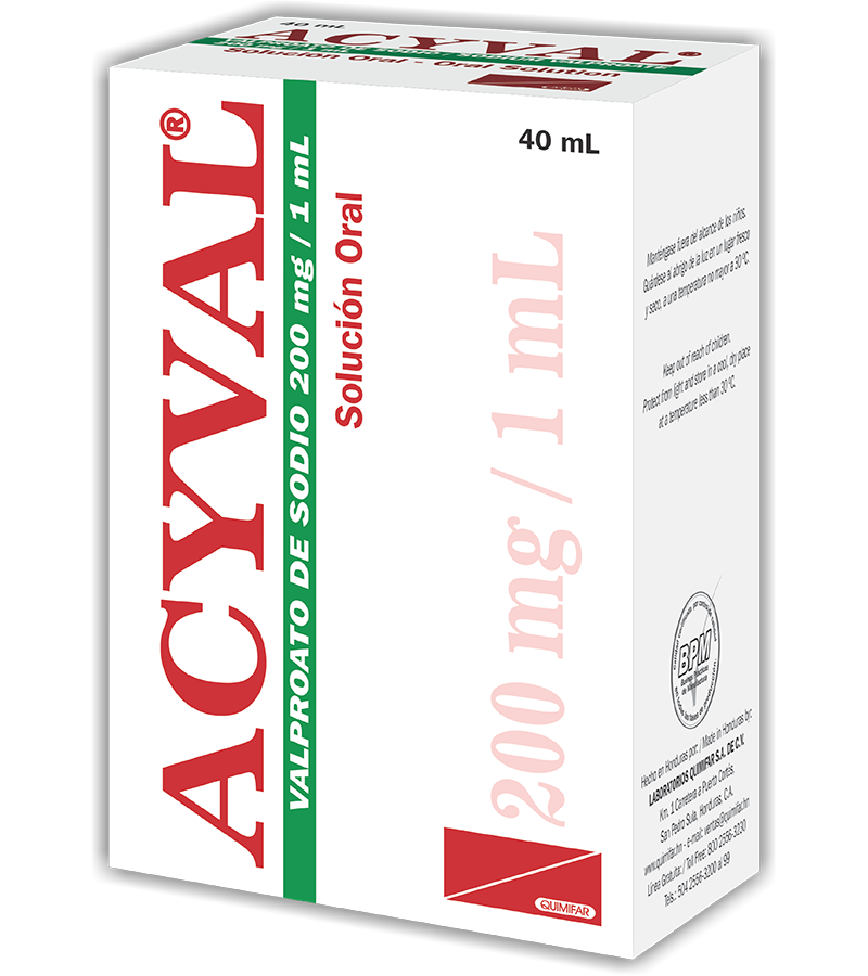 Acyval solución oral (gotas) 200 mg/1 ml frasco 40 ml - neurologicos - L.209.00 - Quimifar Honduras - Farmacia en línea con envío gratis