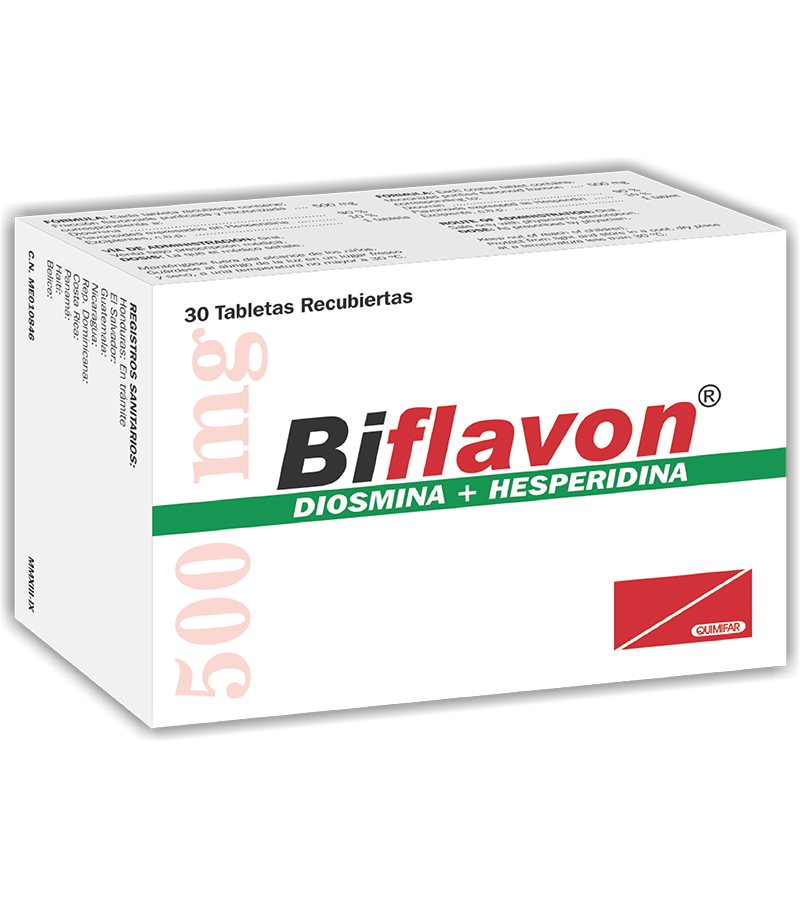 Biflavon 500 mg caja x 30 tabletas recubiertas - cardiovascular - L.183.00 - Quimifar Honduras - Farmacia en línea con envío gratis