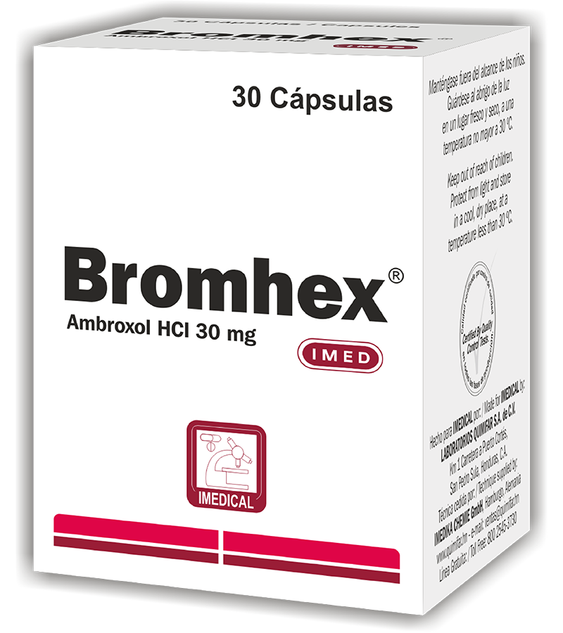 Bromhex 30 mg caja x 30 cápsulas - antigripales - L.632.00 - Quimifar Honduras - Farmacia en línea con envío gratis