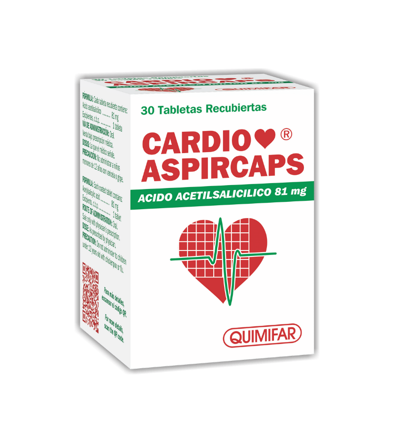 Cardio Aspircaps 81 mg frasco x 30 tabletas - cardiovascular - L.315.00 - Quimifar Honduras - Farmacia en línea con envío gratis