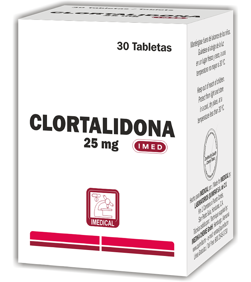 Clortalidona 25 mg frasco x 30 tabletas - cardiovascular - L.307.00 - Quimifar Honduras - Farmacia en línea con envío gratis