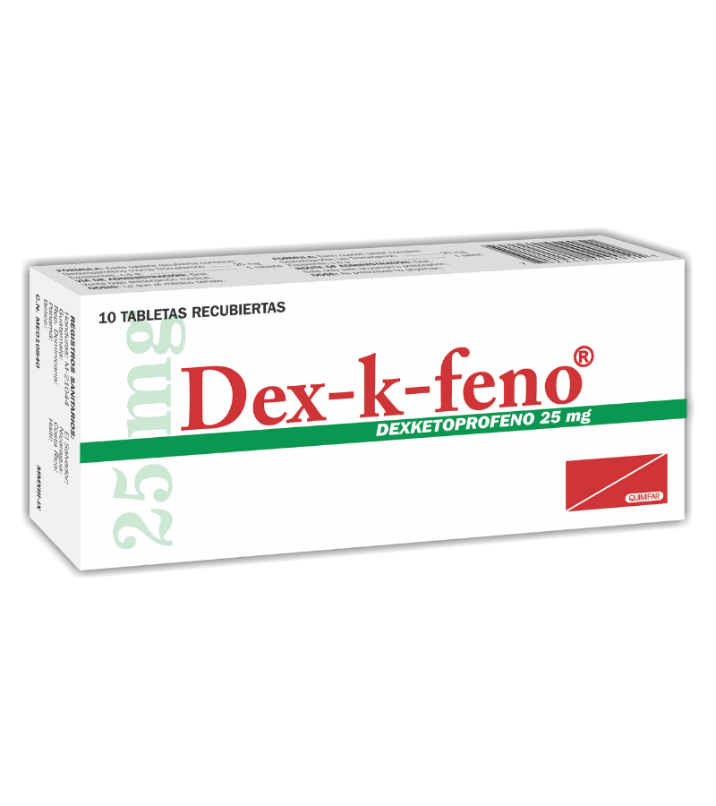 Dex-K-Feno 25 mg caja x 10 tabletas - analgesicos - L.72.00 - Quimifar Honduras - Farmacia en línea con envío gratis