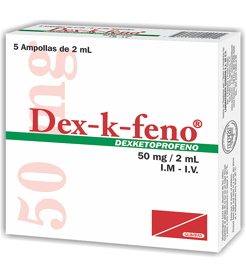 Dex-K-Feno 50mg/2 ml caja x 5 ampollas inyectables - analgesicos - L.72.00 - Quimifar Honduras - Farmacia en línea con envío gratis