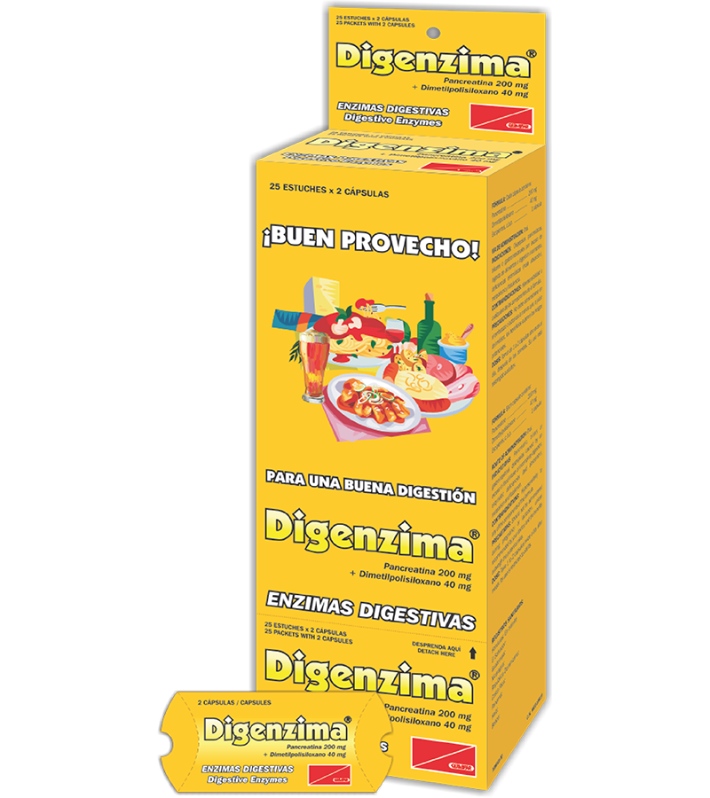 Digenzima caja x 25 estuches (2 cápsulas c/u) - digestivos - L.119.00 - Quimifar Honduras - Farmacia en línea con envío gratis