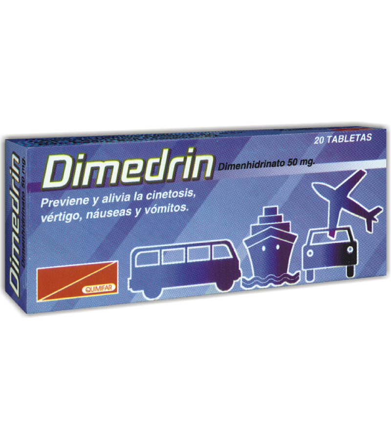 Dimedrin 50 mg caja x 20 tabletas - digestivos - L.737.00 - Quimifar Honduras - Farmacia en línea con envío gratis