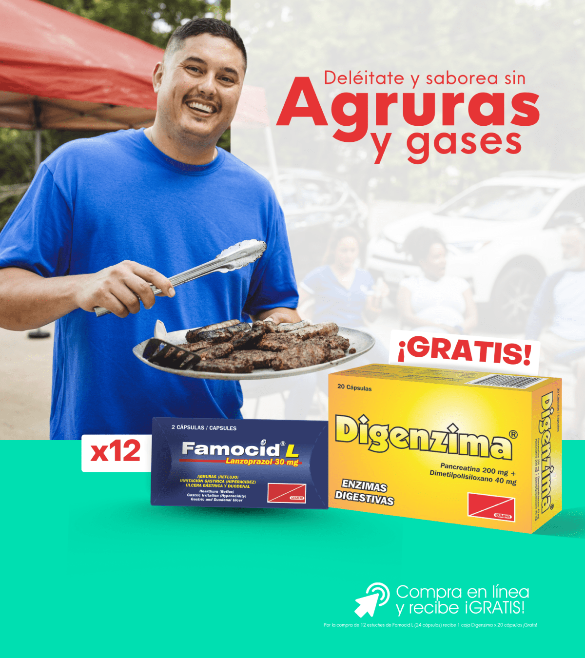 Famocid L x 24 cápsulas + 1 Digenzima x 20 cápsulas ¡Gratis! - digestivos - L.497.00 - Quimifar Honduras - Farmacia en línea con envío gratis