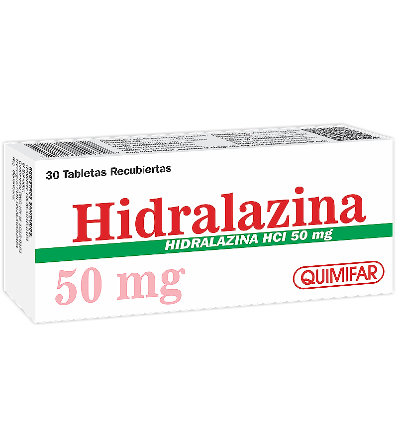 Hidralazina 50 mg caja x 30 tabletas - cardiovascular - L.209.00 - Quimifar Honduras - Farmacia en línea con envío gratis
