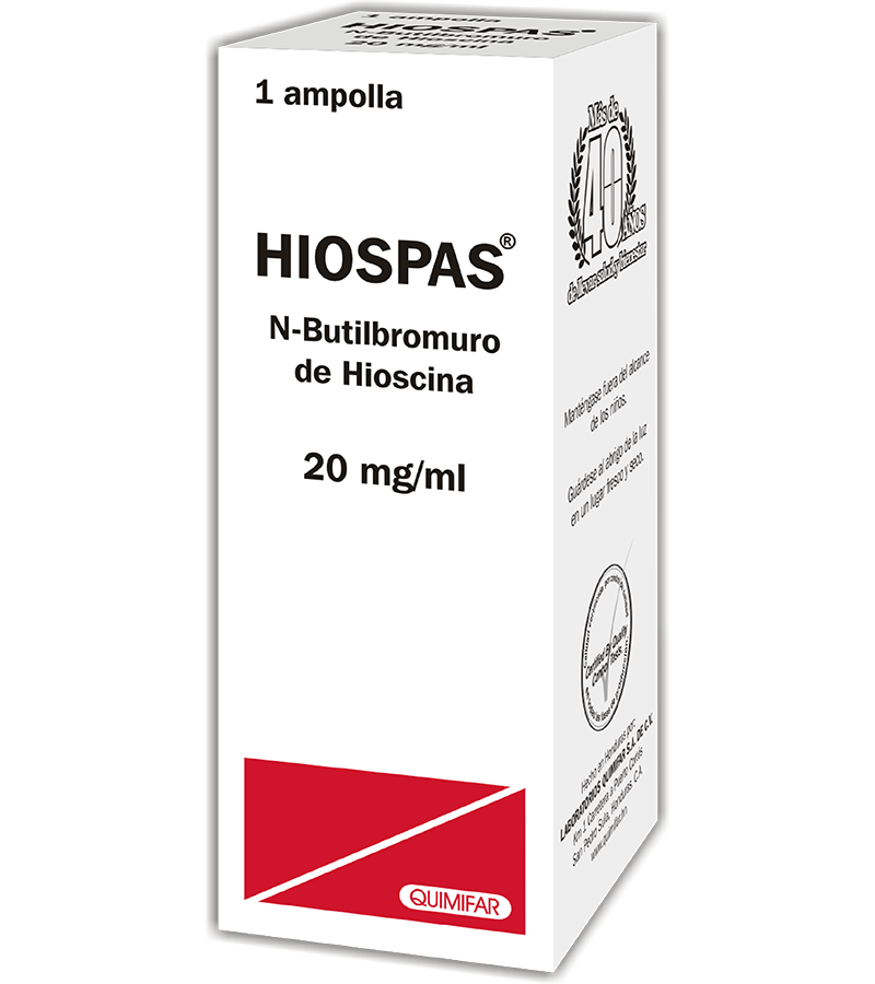 Hiospas 20 mg x 1 ampolla inyectable - inyectables - L.593.00 - Quimifar Honduras - Farmacia en línea con envío gratis