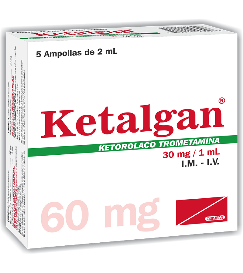Ketalgan 60 mg/2ml caja x 5 ampollas inyectables - inyectables - L.72.00 - Quimifar Honduras - Farmacia en línea con envío gratis