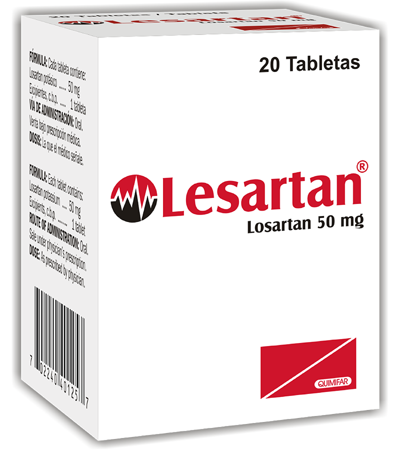 Lesartan 50 mg caja x 20 tabletas - cardiovascular - L.169.00 - Quimifar Honduras - Farmacia en línea con envío gratis