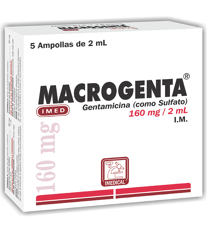 Macrogenta 160 mg caja x 5 ampollas inyectables - inyectables - L.307.00 - Quimifar Honduras - Farmacia en línea con envío gratis