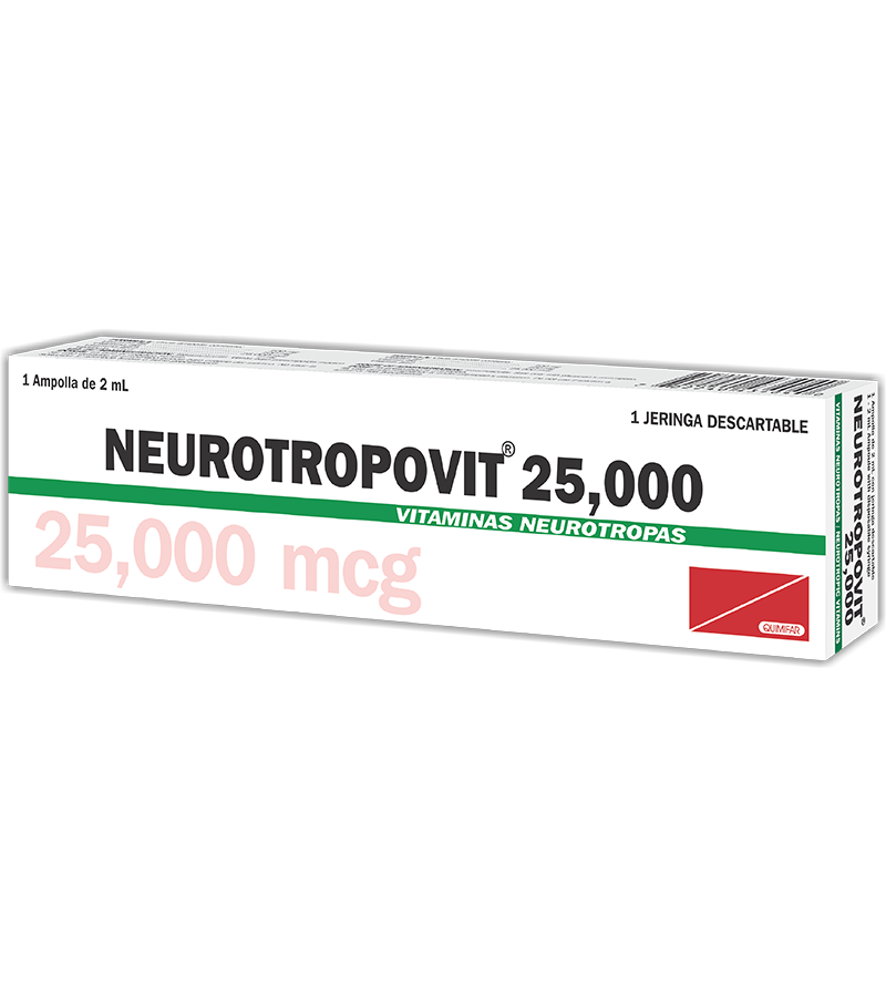 Neurotropovit 25,000 x 1 ampolla 2 ml - inyectables - L.291.00 - Quimifar Honduras - Farmacia en línea con envío gratis