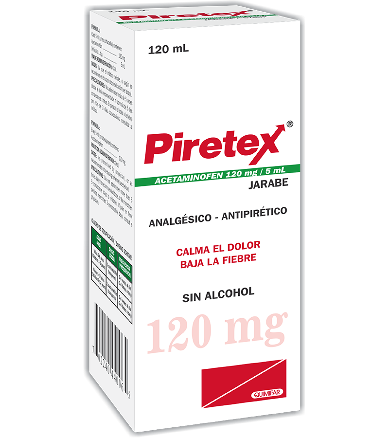 Piretex Jarabe frasco 120 ml - analgesicos - L.194.00 - Quimifar Honduras - Farmacia en línea con envío gratis