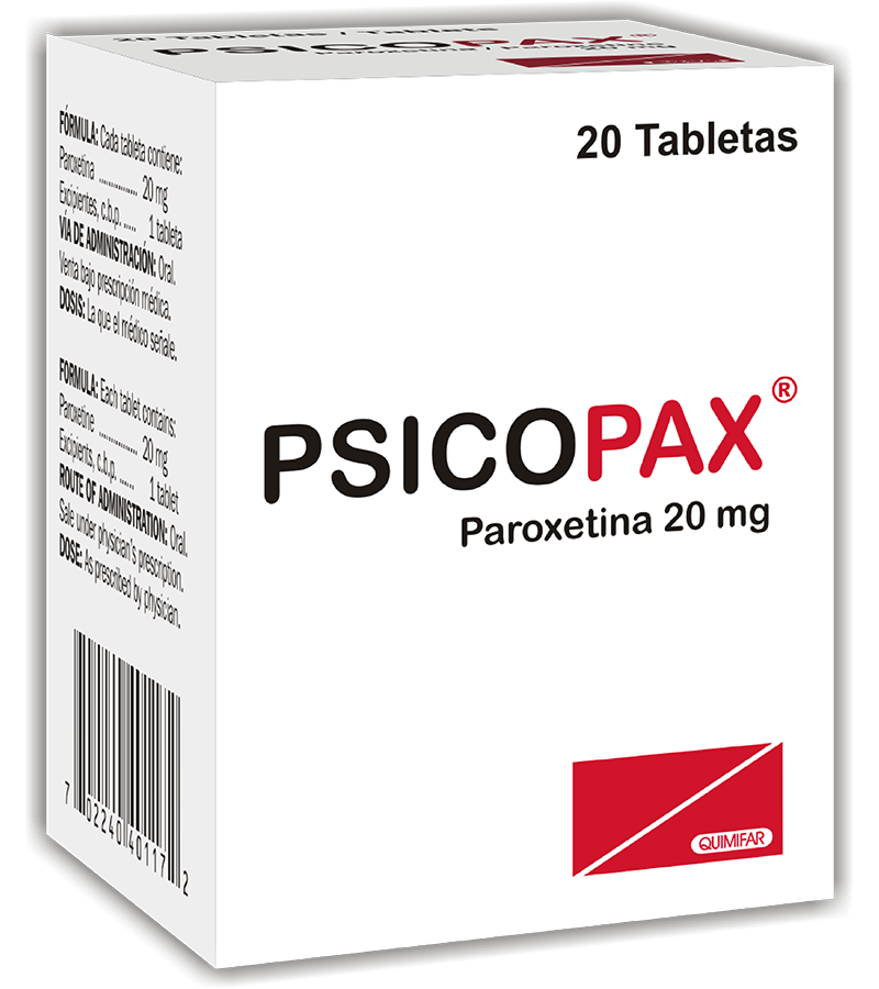 Psicopax 20 mg caja x 20 tabletas - neurologicos - L.96.00 - Quimifar Honduras - Farmacia en línea con envío gratis