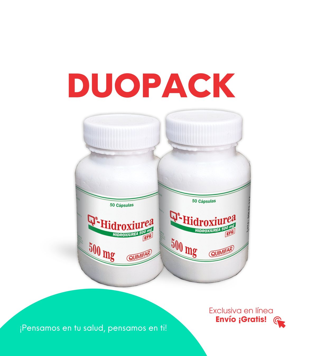 Q-Hidroxiurea 500 mg frasco x 50 cápsulas (DUOPACK) - antigripales - L.546.00 - Quimifar Honduras - Farmacia en línea con envío gratis