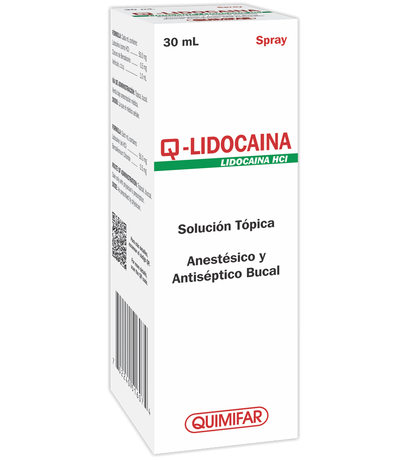 Q-Lidocaina solución tópica/bucal spray x 30 ml - cuidado-personal - L.593.00 - Quimifar Honduras - Farmacia en línea con envío gratis