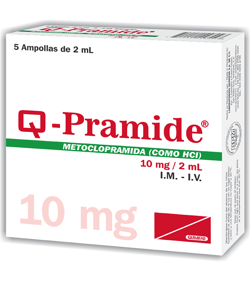 Q-Pramide 10mg/2ml caja x 5 ampollas inyectables - inyectables - L.72.00 - Quimifar Honduras - Farmacia en línea con envío gratis