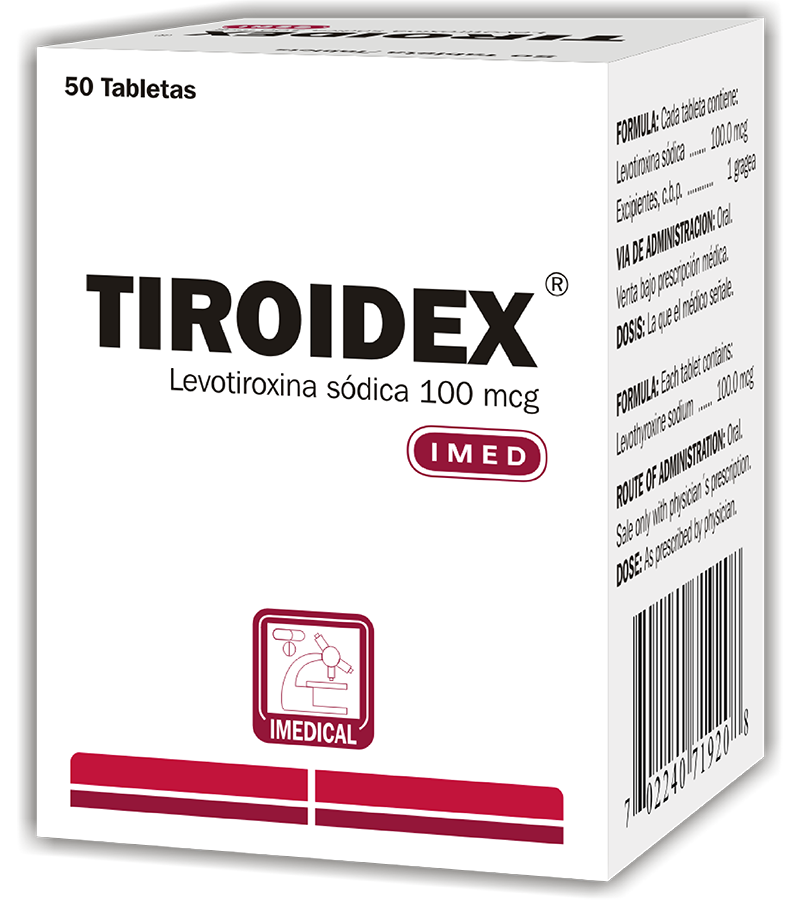 Tiroidex 100 mcg frasco x 50 tabletas - antigripales - L.230.00 - Quimifar Honduras - Farmacia en línea con envío gratis
