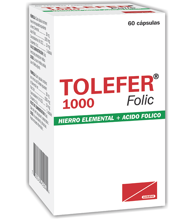 Tolefer Folic 1000 frasco x 60 cápsulas - vitaminas - L.209.00 - Quimifar Honduras - Farmacia en línea con envío gratis