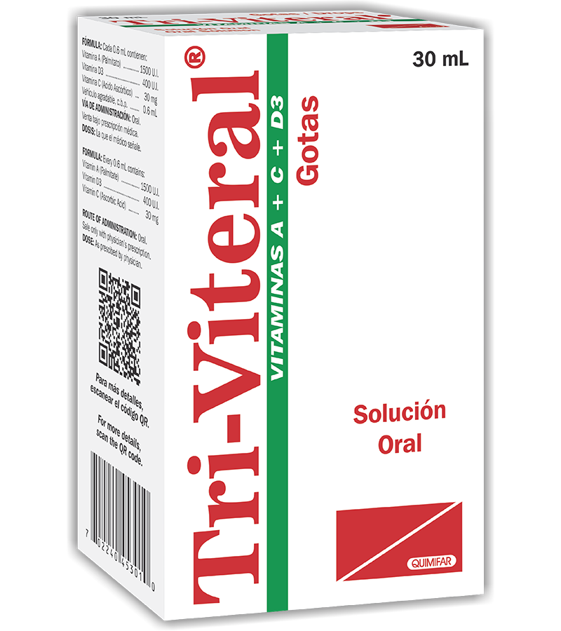 Tri-Viteral Gotas Pediátricas frasco 30 ml - vitaminas - L.209.00 - Quimifar Honduras - Farmacia en línea con envío gratis