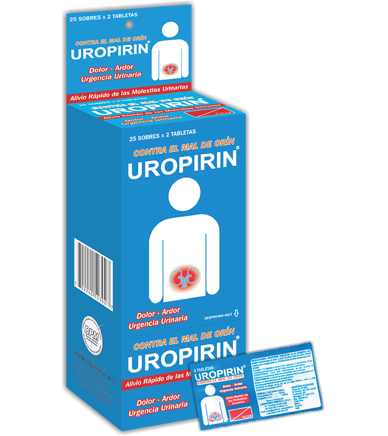 Uropirin 100 mg dispensador 25 sobres x 2 tabletas - antigripales - L.72.00 - Quimifar Honduras - Farmacia en línea con envío gratis